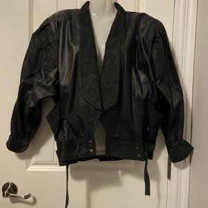 Winlit Vintage Genuine Leather & Suede Trim Jacket Ladies Size Large